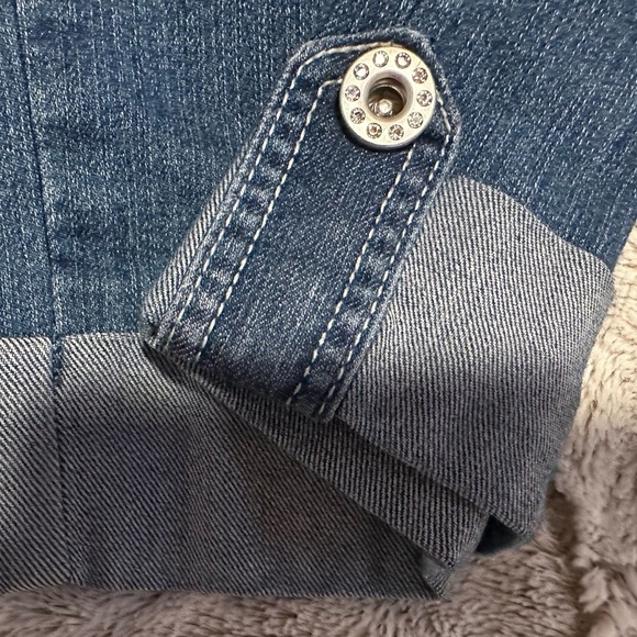 Nydj Marilyn Crop Cuffed Rhinestone Hem Size 10 - Picture 8 of 14